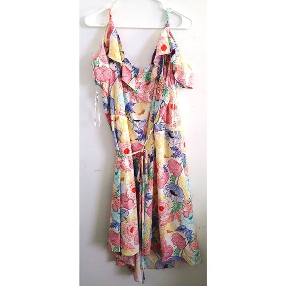 City Chic Etched Poppy Floral Print Wrap Dress Plus Large 20 - Picture 3 of 9